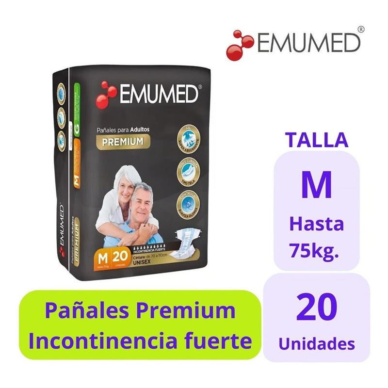 X3 Pañales Para Adultos Emumed Premium Tamaño Mediano 20unid Mediano