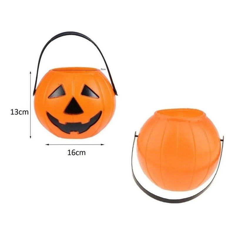 Calabaza Para Dulces Halloween Cubo De Plastico Caramelos - - Naranja