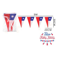 Pack X3 Banderines Guirnaldas Fiestas Patrias Chilenas 5m Rojo