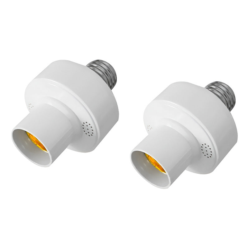 X2 Soquete Adaptador Soporte Ampolletas Sensor Movimiento Blanco