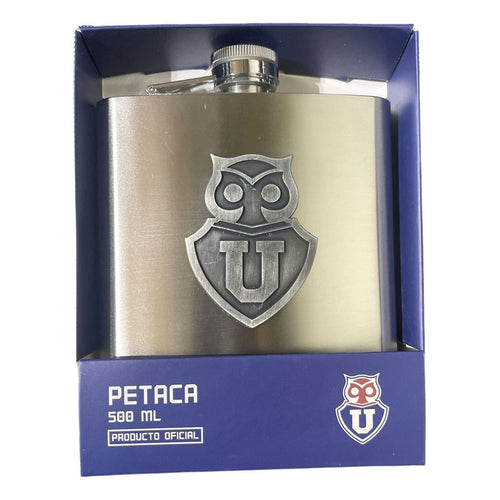Petaca Equipo Futbol Univ U De Chile Acero Inoxidable 500 Ml Plateado