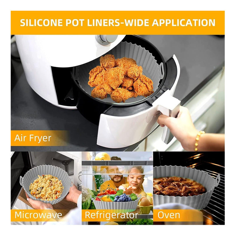 Pack X2 Bandeja Reutilizable Silicona Airfryer Freidora Aire