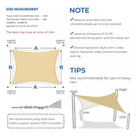 Toldo Rectangular 3x4 Sombra Cubierta Terraza Jardin Terraza Beige