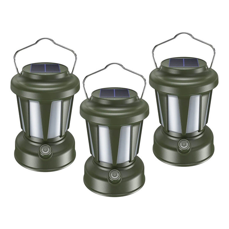 X3 Lampara De Camping Con Energía Solar Recargable Usb Verde