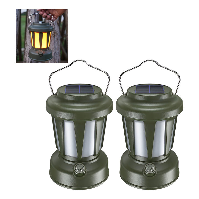 X2 Lampara De Camping Con Energía Solar Recargable Usb Verde