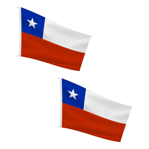 X2 Bandera Premium Chile Chilena Bordada Reforzada 90x 60 Cm Bandera Chile