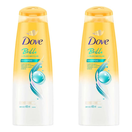 X2 Shampoo Dove Brillo Óleo Micelar 400 Ml Suave Hidratante