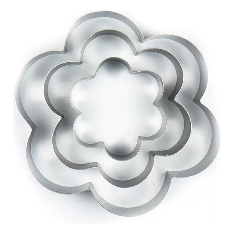 Juego X3 Cortadores Galletas Moldes Cortante Galleta Diseño Flor