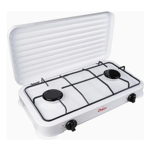 Cocina Gas Encimera 2 Quemadores Tapa Repisa Blanca Cocina Blanco