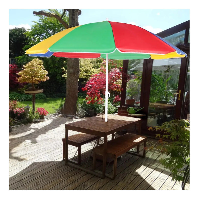 X2 Sombrilla Paragua Playa Verano Paragua Ajustable Plegable Azul Liso