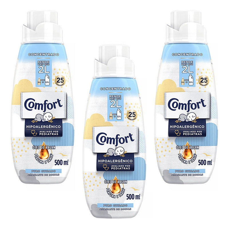 X3 Suavizante Ropa Comfort Concentrado Puro Cuidado 500ml