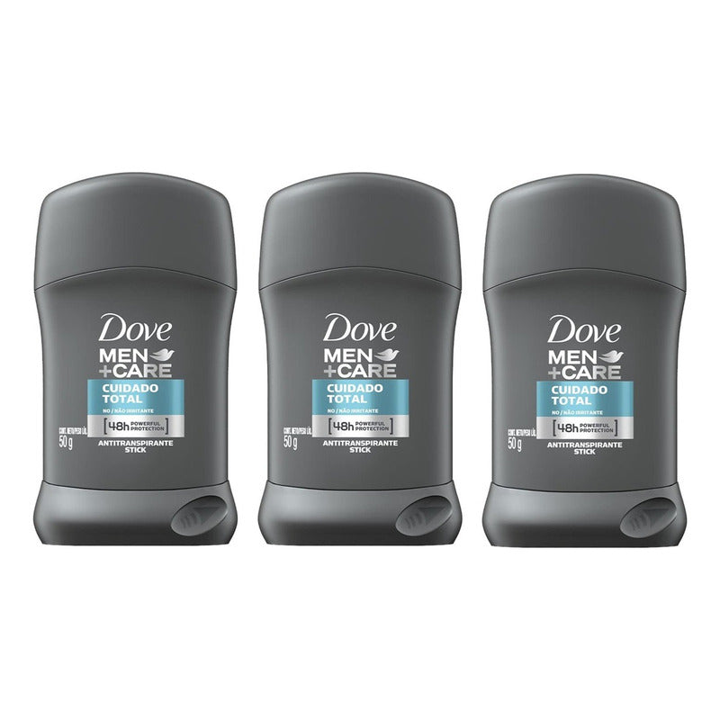 Pack X3 Desodorante Dove Men Barra 50g Cuidado Total 48h Cuidado Total