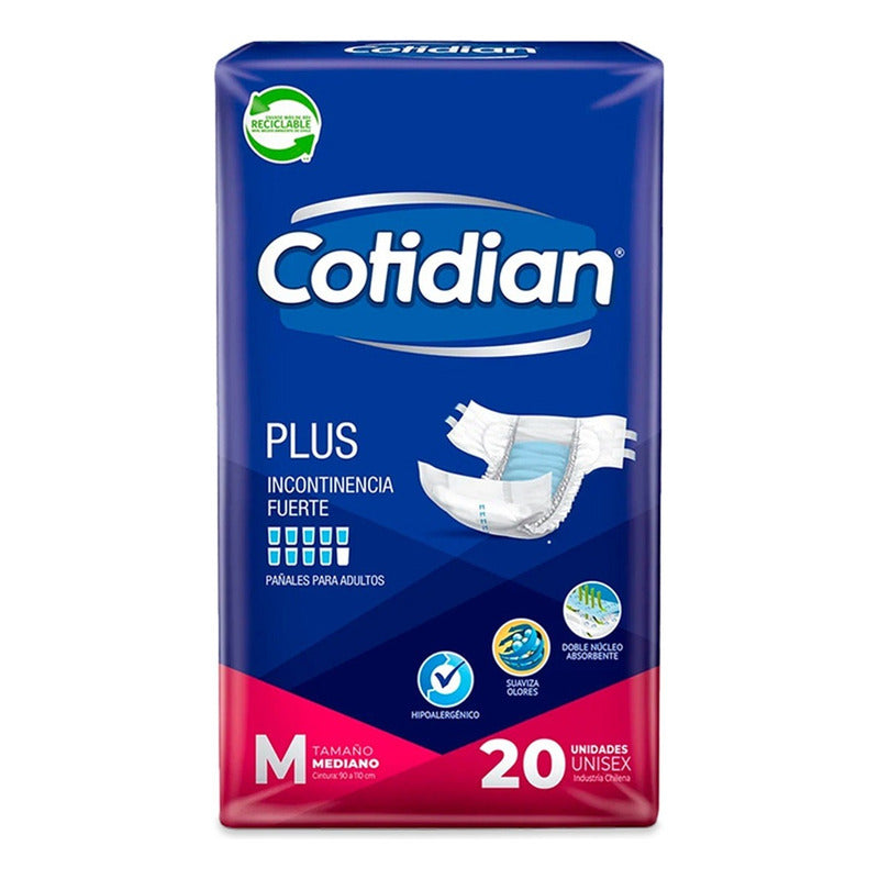 Pack X3 Pañales De Adulto Cotidian Plus Tamaño Mediano 20uni Mediano