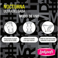 X2 Toallas Higiénicas Nocturna Ladysoft Ultradelgada 14unid