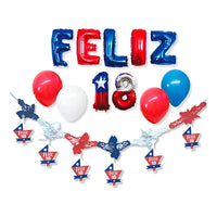 X2 Set Decoración Fiestas Patrias Chilena Guirnalda Cotillón Blanco/azul/rojo Feliz 18