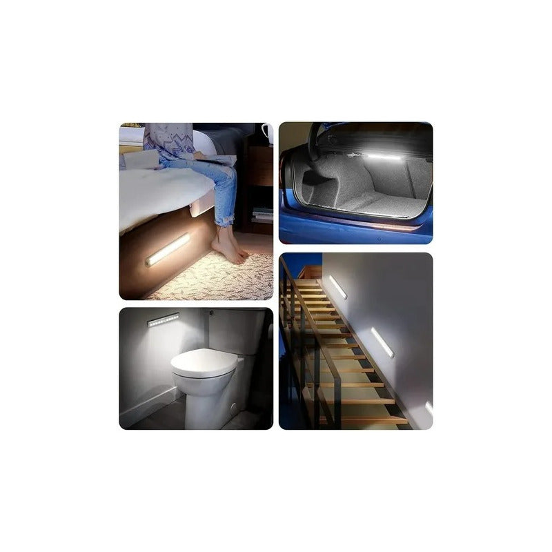 Pack2 Luz De Emergencia Barra Led Con Sensor Movimiento 30cm Gris