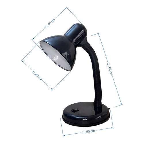 Lampara Escritorio Mesa Cuello Flexible Color De La Estructura Base Fija Negra