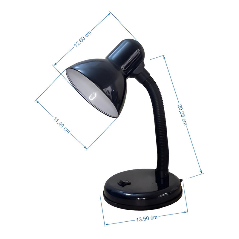 Lampara Escritorio Mesa Cuello Flexible Color De La Estructura Base Fija Negra