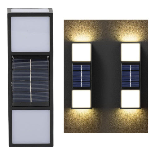 Pack 2 Aplique Foco Solar Exterior Aplique Led Bidireccional Negro