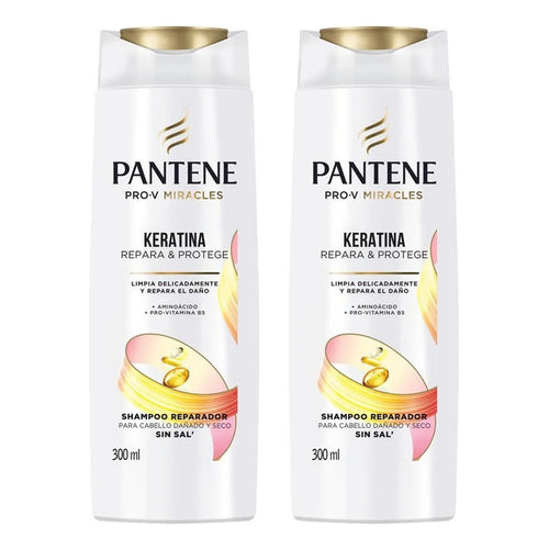 X2 Shampoo Pantene Keratina Repara & Protege Sin Sal 300ml