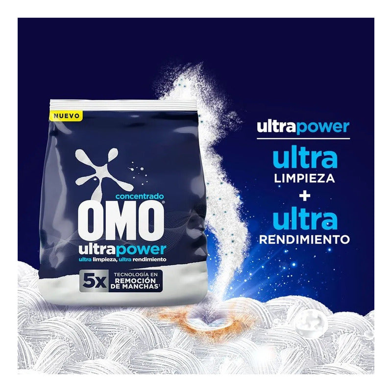 X4 Detergente Omo Concentrado En Polvo Ultra Power 800g