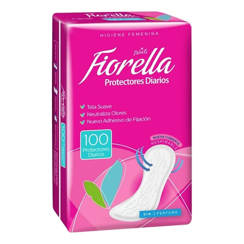 Protectores Diarios Fiorella 100unid Tela Suave Sin Perfume