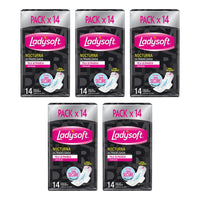 X5 Toallas Higiénicas Nocturna Ladysoft Ultradelgada 14unid