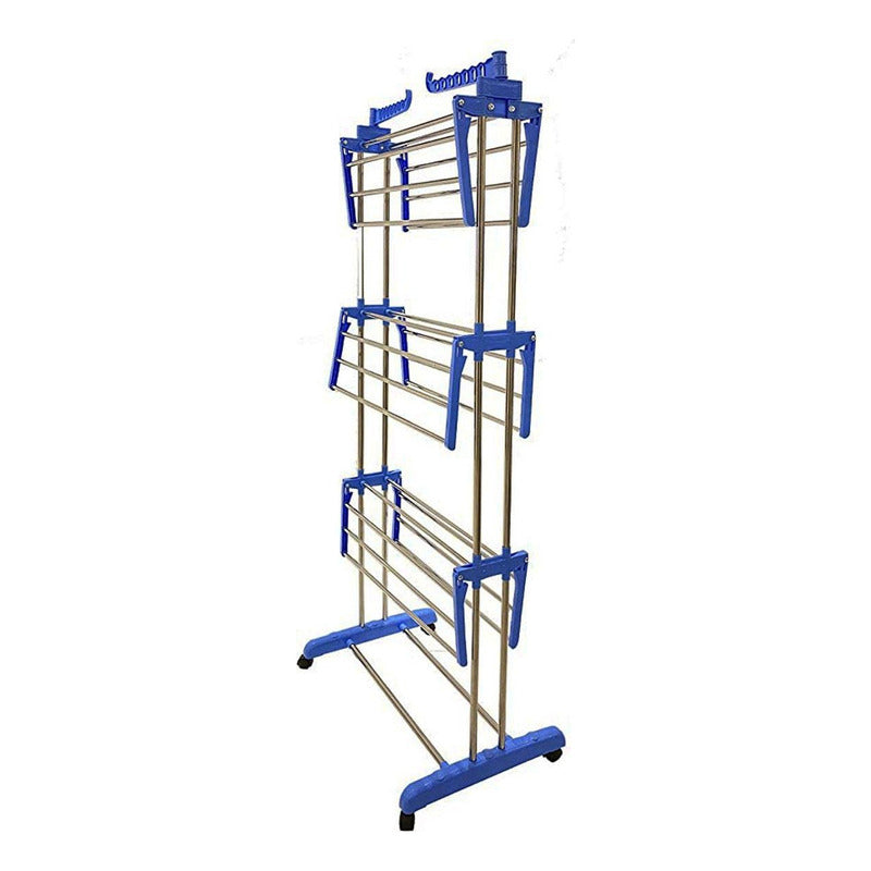 Tendedero Vertical De Metal De 3 Niveles, 170 X 126 X 64 Cm, Azul