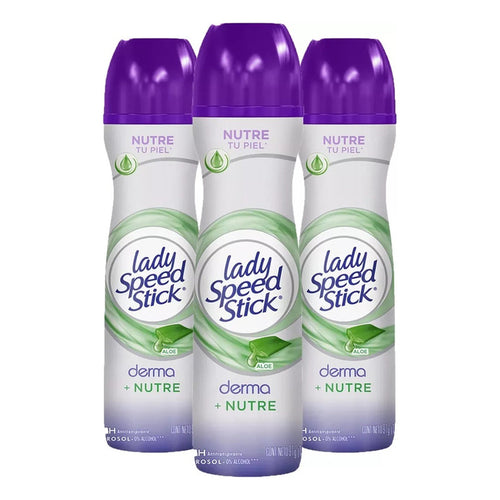 X3 Desodorante Aerosol Lady Speed Stick Aloe Derma Nutre 48h Aloe Vera