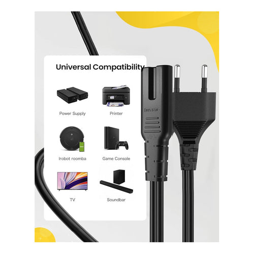 Cable De Extensión Europeo Cable Alimentación  1.5 Metros Negro