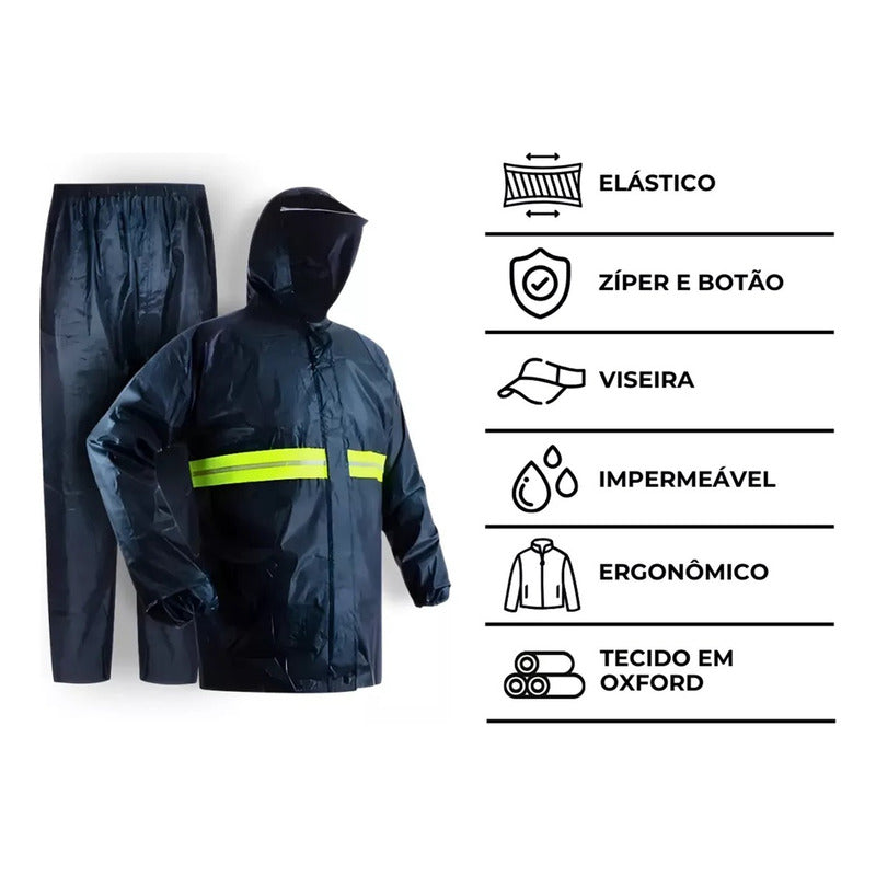 X2 Traje Lluvia Impermeable Protector Lluvia Moto Bicicleta Azul Oscuro U