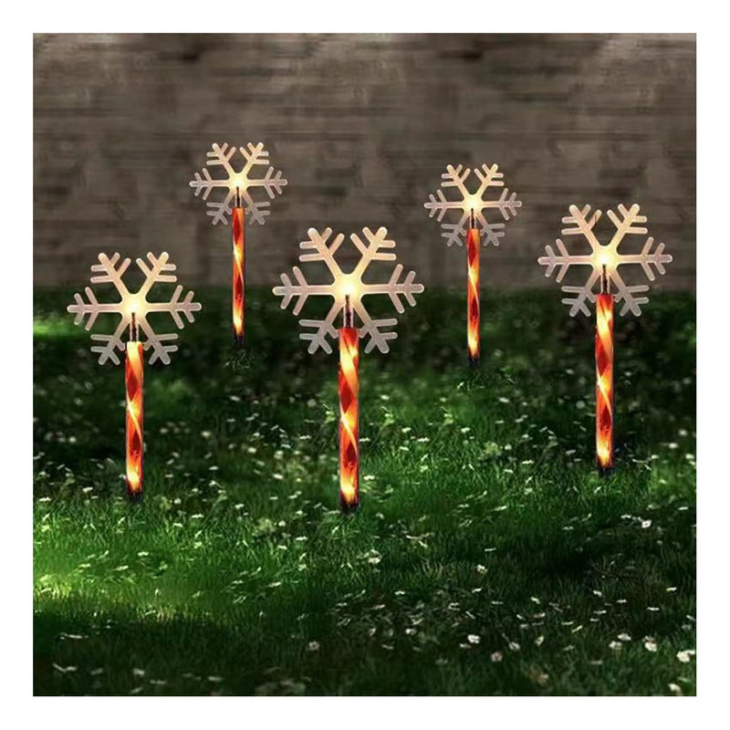 Set X10 Estacas Navidad Luces Navideñas Led Solar Decoración