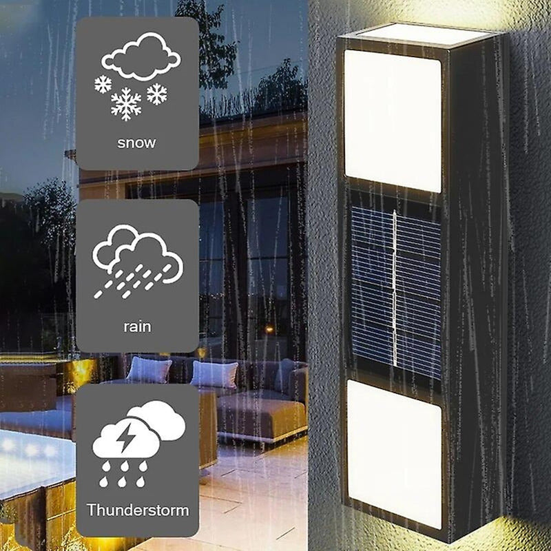 Pack 2 Aplique Foco Solar Exterior Aplique Led Bidireccional Negro