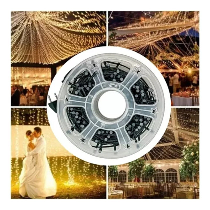Luces Navideña Led Luz Arbol Navidad Amarillo Decoración 50m