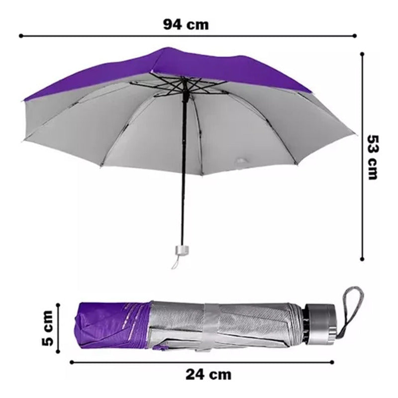 Paraguas Retractil Uv Manual Sombrilla De Bolsillo Portatil