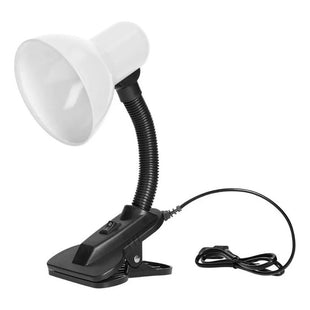 Lampara Velador De Mesa Con Pinza Escritorio Flexible Blanco Blanco