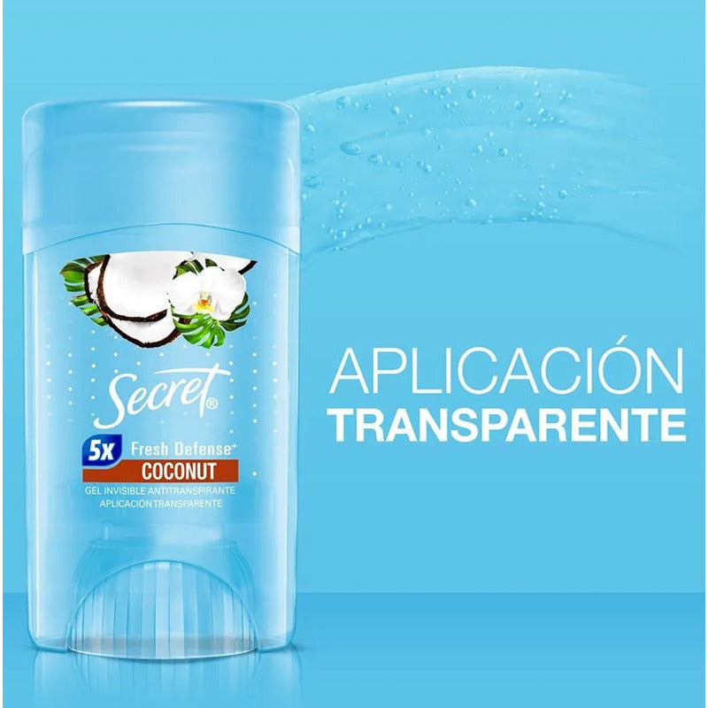 X3 Desodorante Gel Secret Coconut Antitranspirante 45g Coco