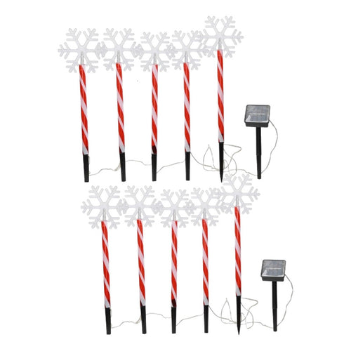 Set X10 Estacas Navidad Luces Navideñas Led Solar Decoración