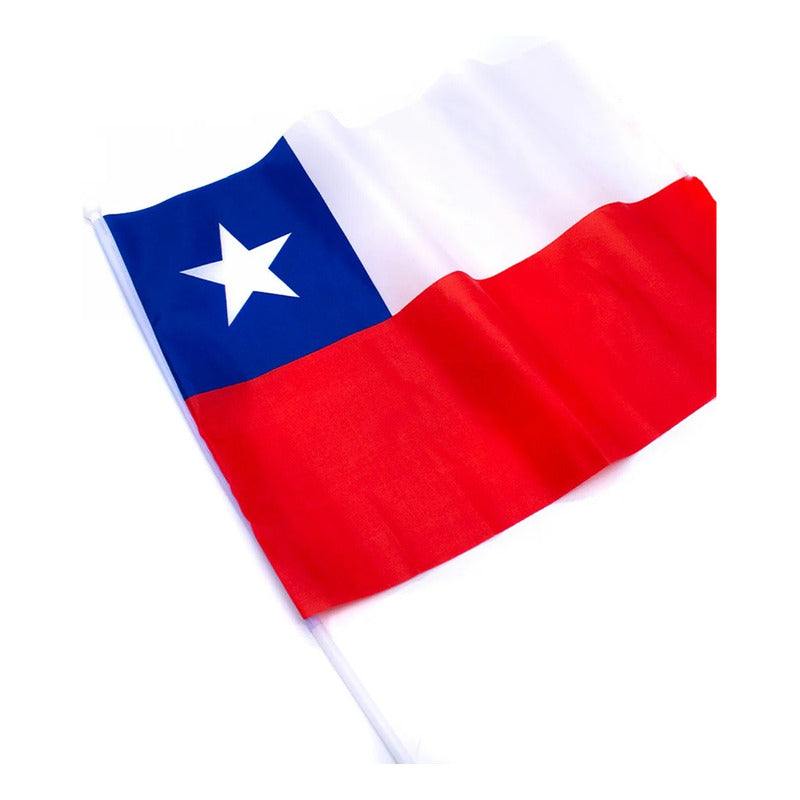 Bandera De Chile 40x60cm Mástil Palito Fechas Patrias Bandera Chile