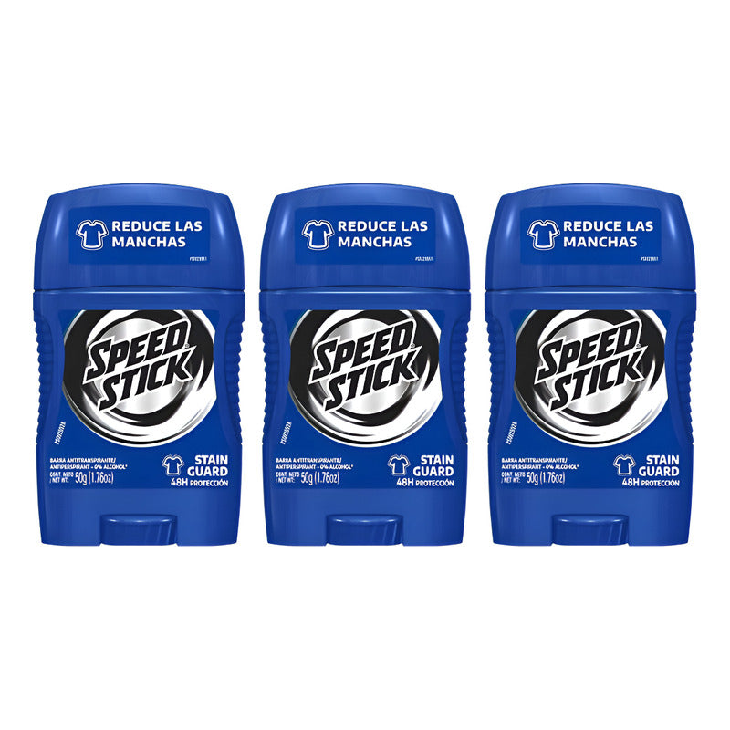 Pack X3 Desodorante Barra Speed Stick Stain Guard 50g 48hor Stain Guard