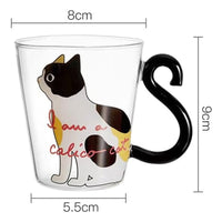 Taza De Vidrio Café Gatos Taza Cristal Cola Gato Resistente