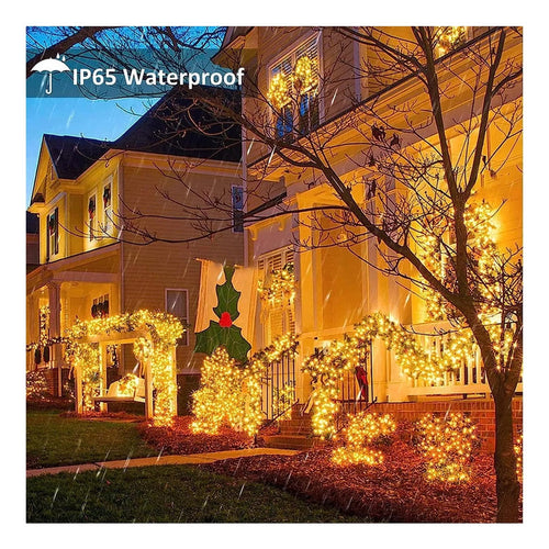 X2 Luces Guirnalda Navidad Solar 200 Led 20 Metros Decorativ
