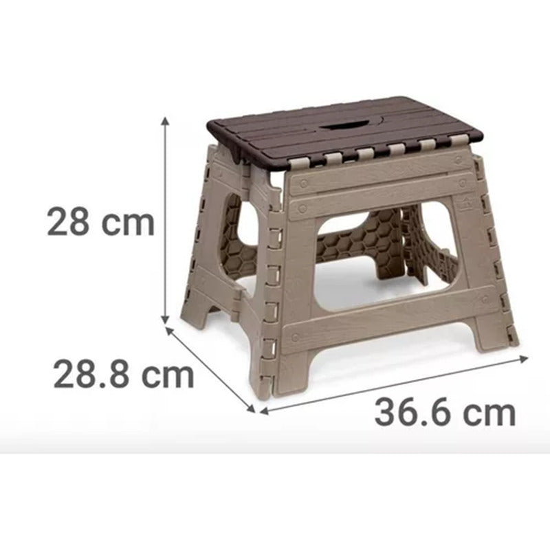 Piso Banco Banquito Taburete Plegable Mediano Reyplast 100kg Marrón/beige