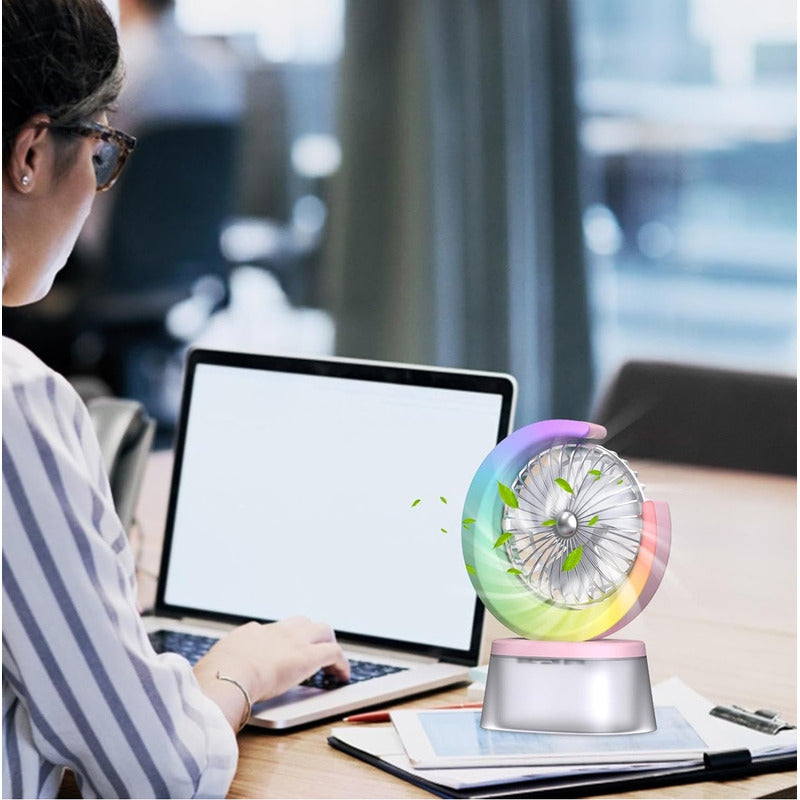 Ventilador Humidificador Portátil Ventilador Led  Usb Recarg