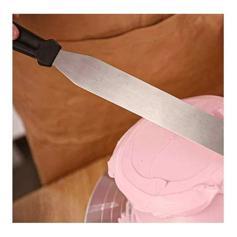 Espatula Repostera Pastelera Lisa 20cm Paleta Alisar Torta Negro