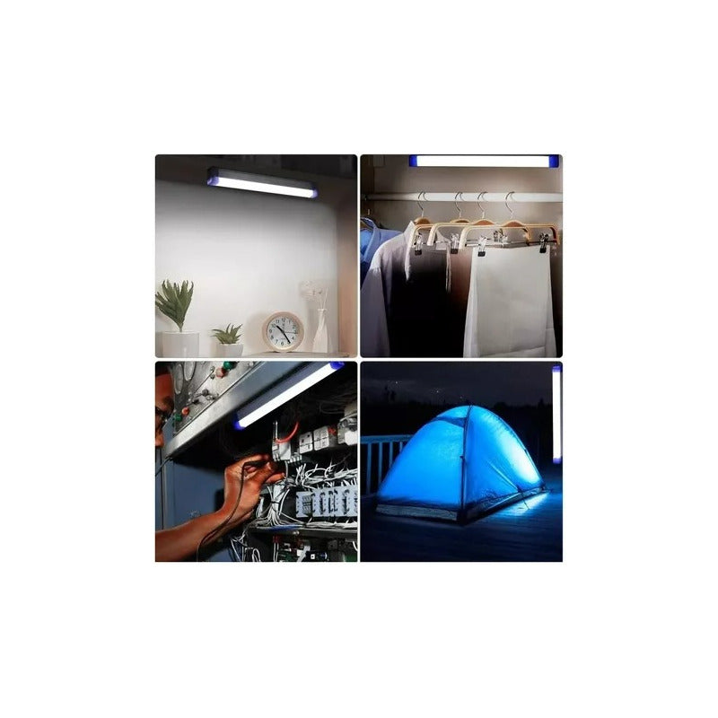 Pack X2 Lampara Emergencia Luz Barra Led Recargable Usb 30cm Blanca/azul