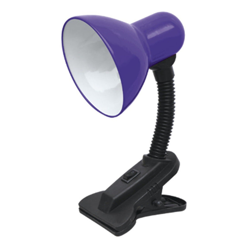 X2 Lampara Velador De Mesa Con Pinza Escritorio Flexible Azul Blanco