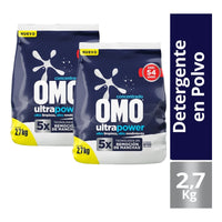 Pack X2 Detergente Omo Concentrado Polvo Ultra Power 2.7kg