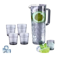 Set Jarra 2 Litros + 4 Vasos Agua Jugo Filtro Refrigerador