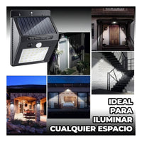 Lampara 30 Led Solar Reflector Exterior Jardin Sensor Luz Color Negro